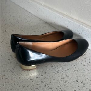 Lily metallic-heel patent ballet flats